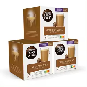 3x Nescafé Dolce Gusto Café con Leche 16 Cápsulas (48 Total)