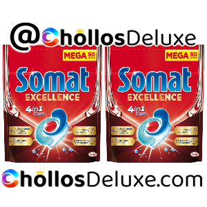 2x Somat Excellence 4 en 1 50 Pastillas Lavavajillas