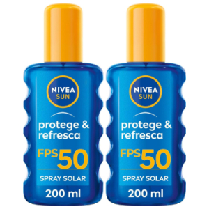 2x Nivea Sun Protege & Refresca Spray Solar FP50 200ml Resistente Agua