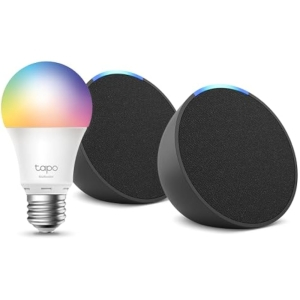 2x Echo Pop Altavoz Inteligente Antracita +Tapo L530EA Bombilla LED