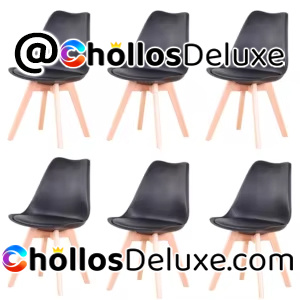 6x Sillas Comedor Nórdicas Acolchadas Patas Madera Haya