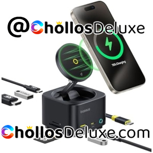 Baseus Cargador Inalámbrico 7en1 MagSafe 15W +Hub USB-C HDMI 100W