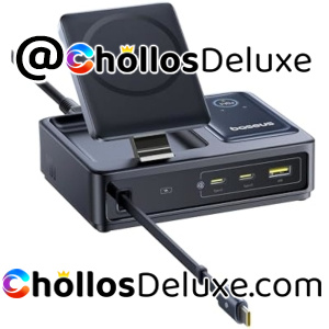 Baseus NOMOS Estación Carga 5en1 140W USB-C +MagSafe Qi2.0 Pantalla Digital