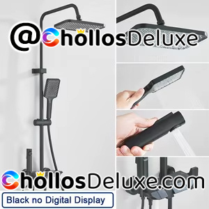 Rozin Grifo Ducha Digital Lluvia +Bidé Negro