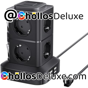 Torre Regleta Vertical 8 Enchufes 4 USB 3M Protección
