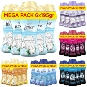 6x Lenor Unstoppables Perlas Perfume Ropa 195g