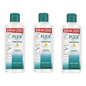 3x Revlon Flex Champú Purificante 650ml Cabello Graso