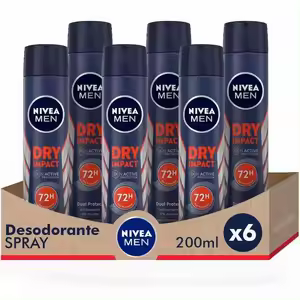 6x Nivea Men Dry Impact Desodorante Spray 200ml
