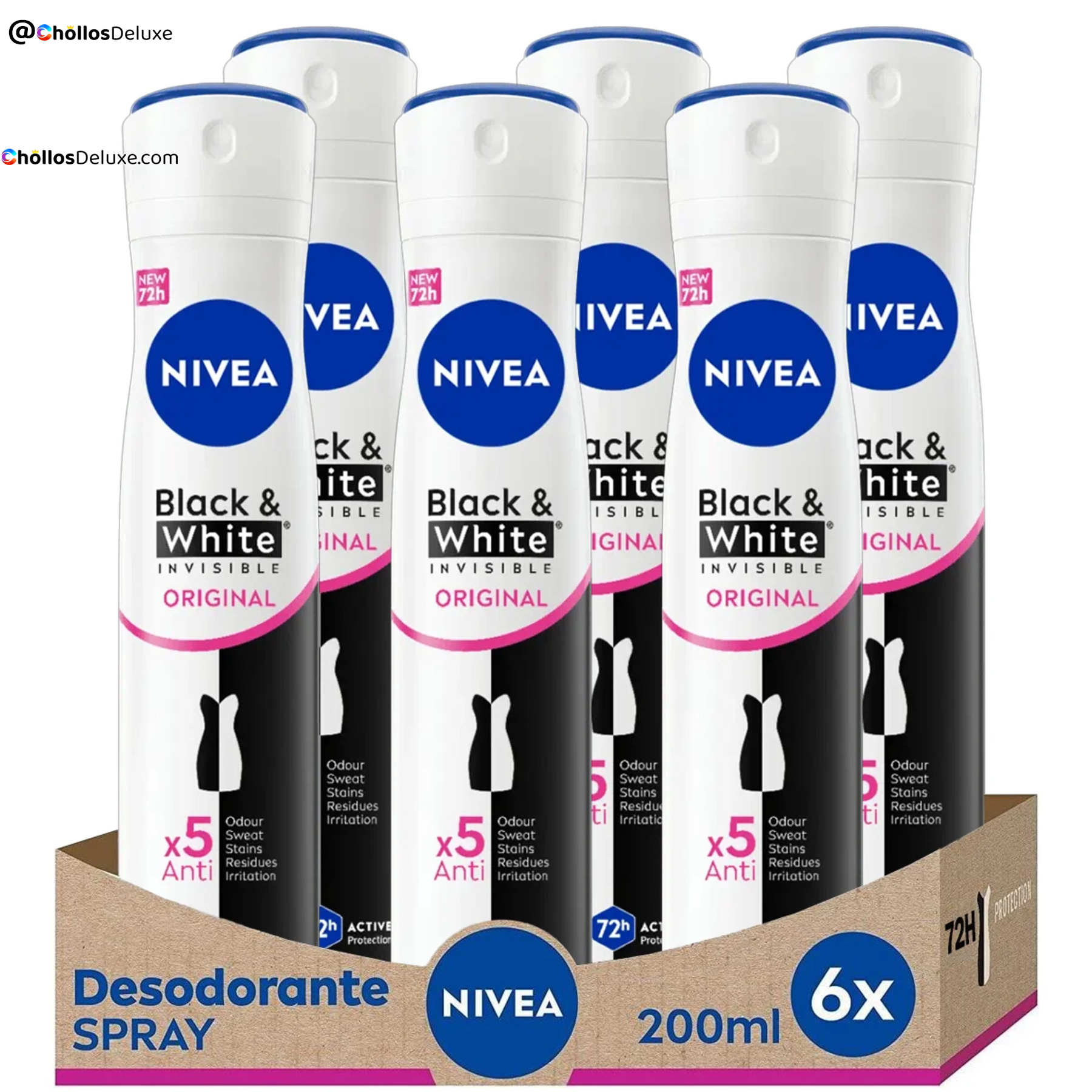 6x Nivea Black & White Desodorante 200ml