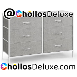 Songmics Cómoda 6 Cajones Tela Blanco/Gris