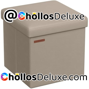 Puff Almacenaje Plegable 38cm Marrón Camello