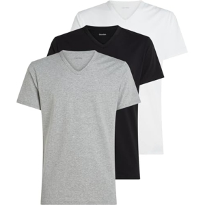 3x Calvin Klein Camisetas Cuello Pico Hombre