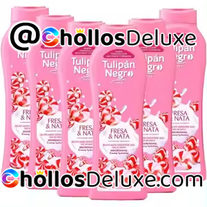 6x Tulipán Negro Gel Baño Fresa Y Nata 650ml