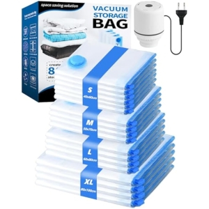 18x Bolsas Vacío Ropa +Bomba Eléctrica