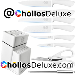 XYJ Juego Cuchillos Cocina +Soporte +Extras