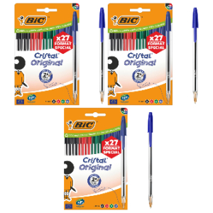 3x Bic Cristal Original 27 Bolígrafos Surtidos