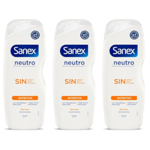 3x Sanex Zero% Gel De Ducha Pieles Secas 600ml
