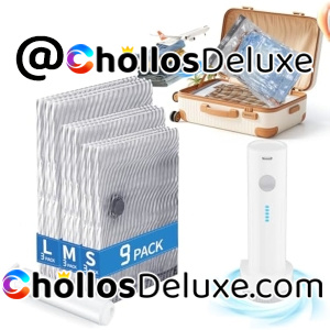9x Bolsas Vacío Ropa +Bomba Eléctrica
