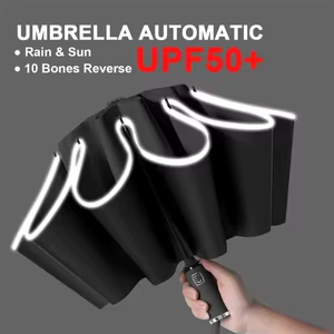 Paraguas Grande Automático Antiviento Reflectante