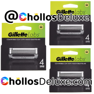 3x Gillette Labs 4 Recambios Cuchillas