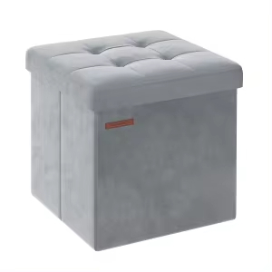 Songmics Puff Almacenaje Terciopelo Plegable 38cm