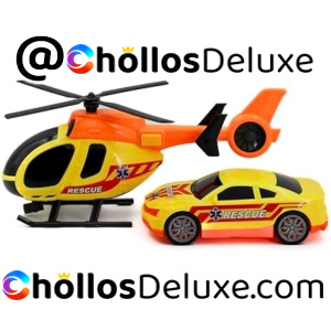 Tachan Héroes De Ciudad Set Helicóptero +Coche Rescate