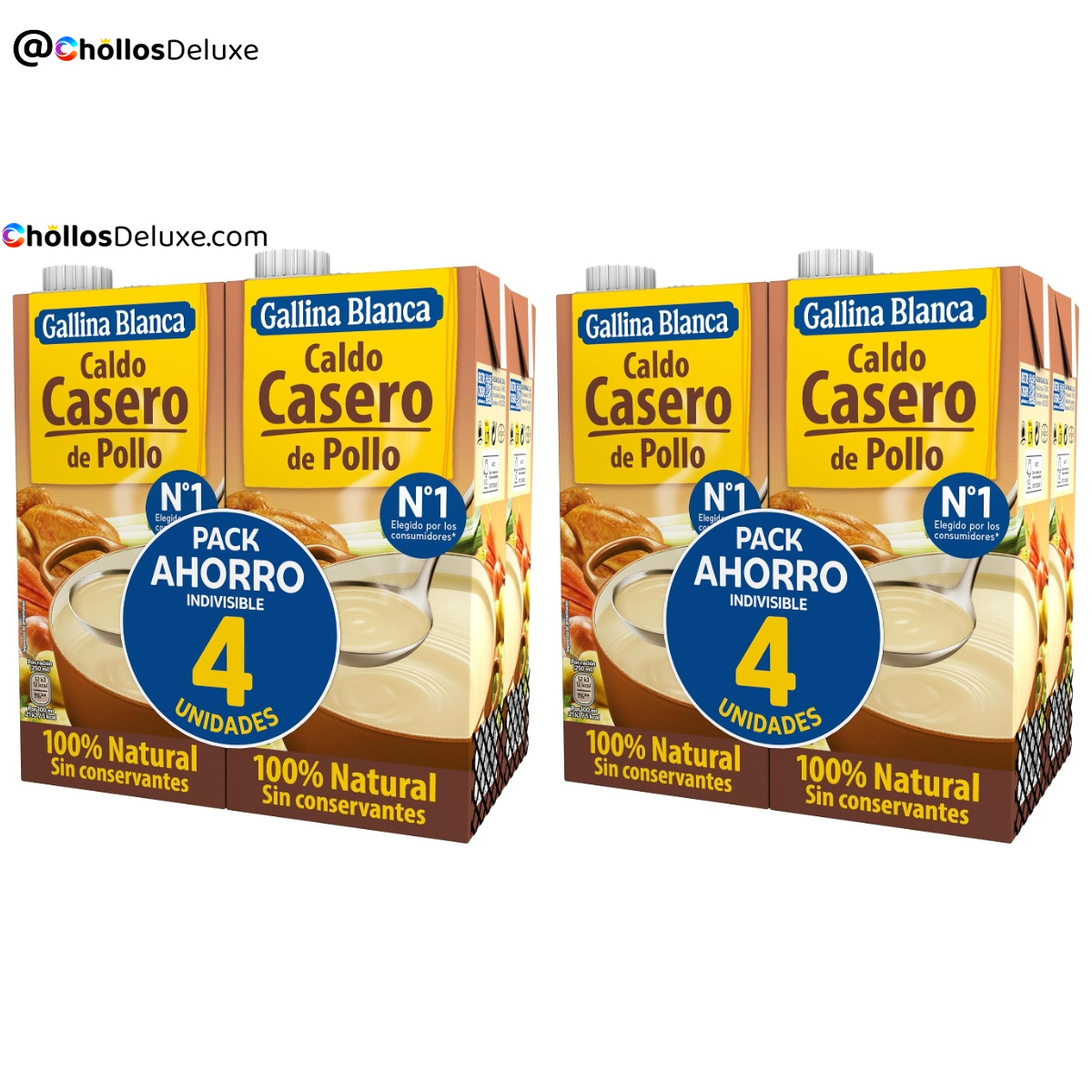 2x Gallina Blanca Caldo Casero Pollo Pack 4L