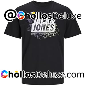 JACK & JONES Camiseta Hombre Negra con Estampado
