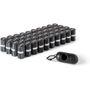 Amazon Basics Bolsas de Basura para Perros – 600 Unidades + Dispensador y Clip, Antifugas, Sin Perfume