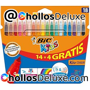 BIC Kids Kid Couleur – Pack 14+4 Rotuladores Lavables de Punta Media, Multicolor