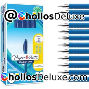 12x Paper Mate Flexgrip Bolígrafo Azul