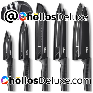 Juego 5 Cuchillos Cocina +Afilador +Fundas