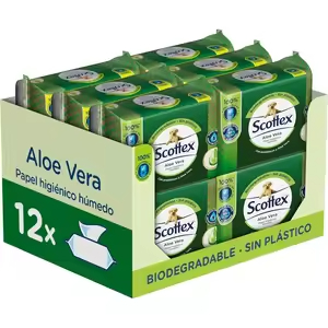 12x Scottex Papel Higiénico Húmedo 66 Toallitas