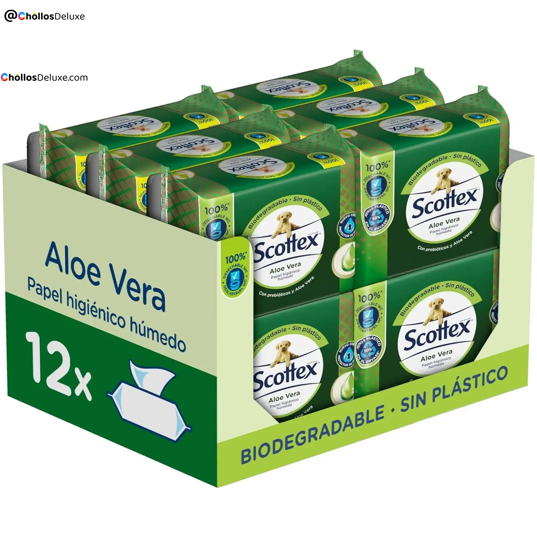 12x Scottex Papel Higiénico Húmedo 66 Toallitas