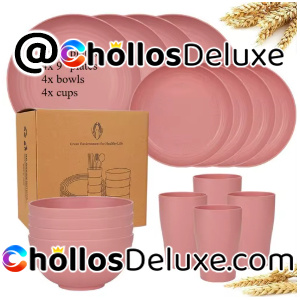 Set Vajilla Paja Trigo 16 Piezas