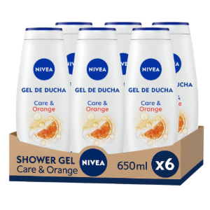 6x Nivea Shower Gel Care & Orange 650ml