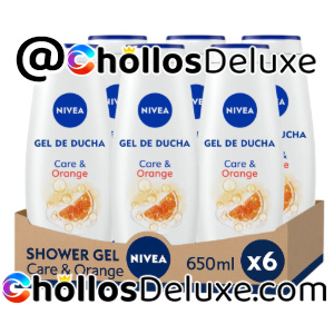 6x Nivea Shower Gel Care & Orange 650ml