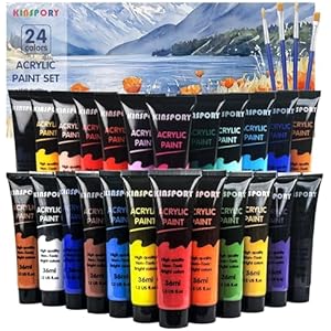 Set 24 Pinturas Acrílicas +4 Pinceles