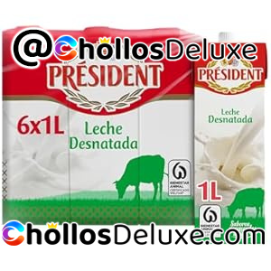 6x Président Leche Desnatada 1L