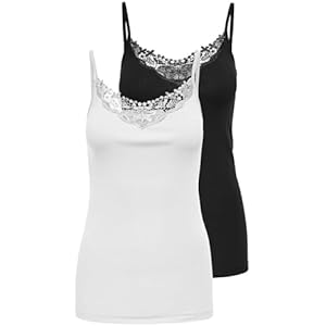 Pack 2 Camisetas Only Onlkira Lace Singlet Mujer