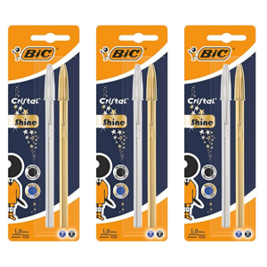 3x Bic Cristal Shine 2 Bolígrafos 1mm