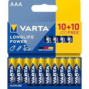 20x Varta Longlife Power Pilas AAA