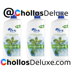 3x Champús Anticaspa H&S Menthol Fresh 1L