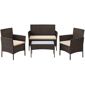 Conjunto de Jardín Ratán 4 Piezas