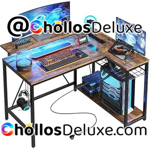 Bestier Escritorio Esquinero Reversible 106,5cm con LED