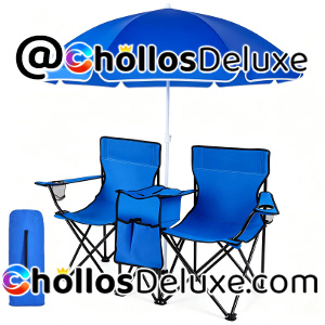 Silla Doble Plegable con Sombrilla