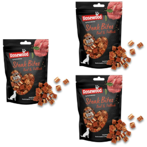3x Rosewood Pets Unlimited Steak Bites 100g