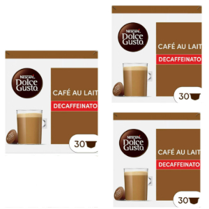 3x Dolce Gusto Café con Leche Descaf. 30 Cápsulas