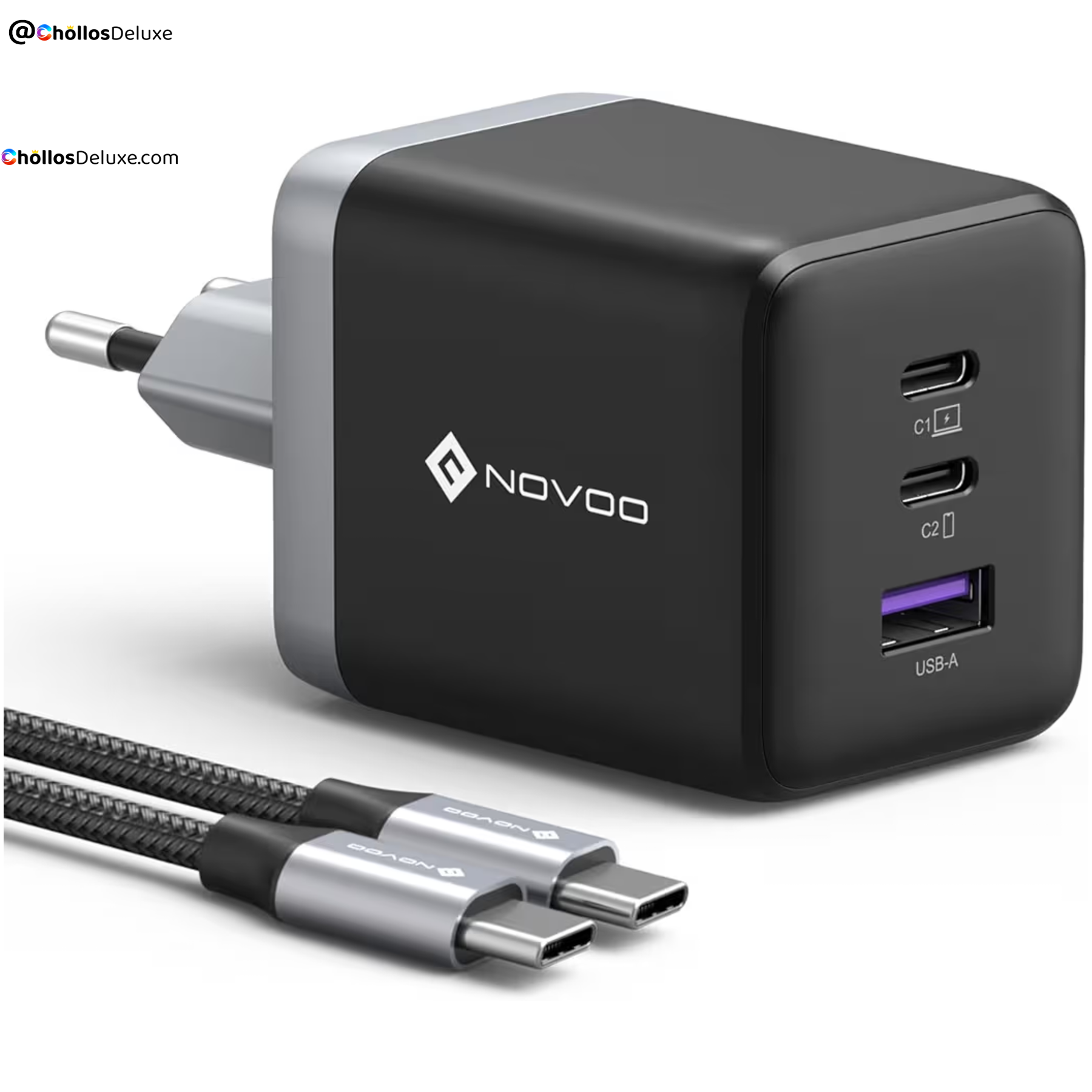Novoo Cargador USB-C GaN 100W 3 Puertos