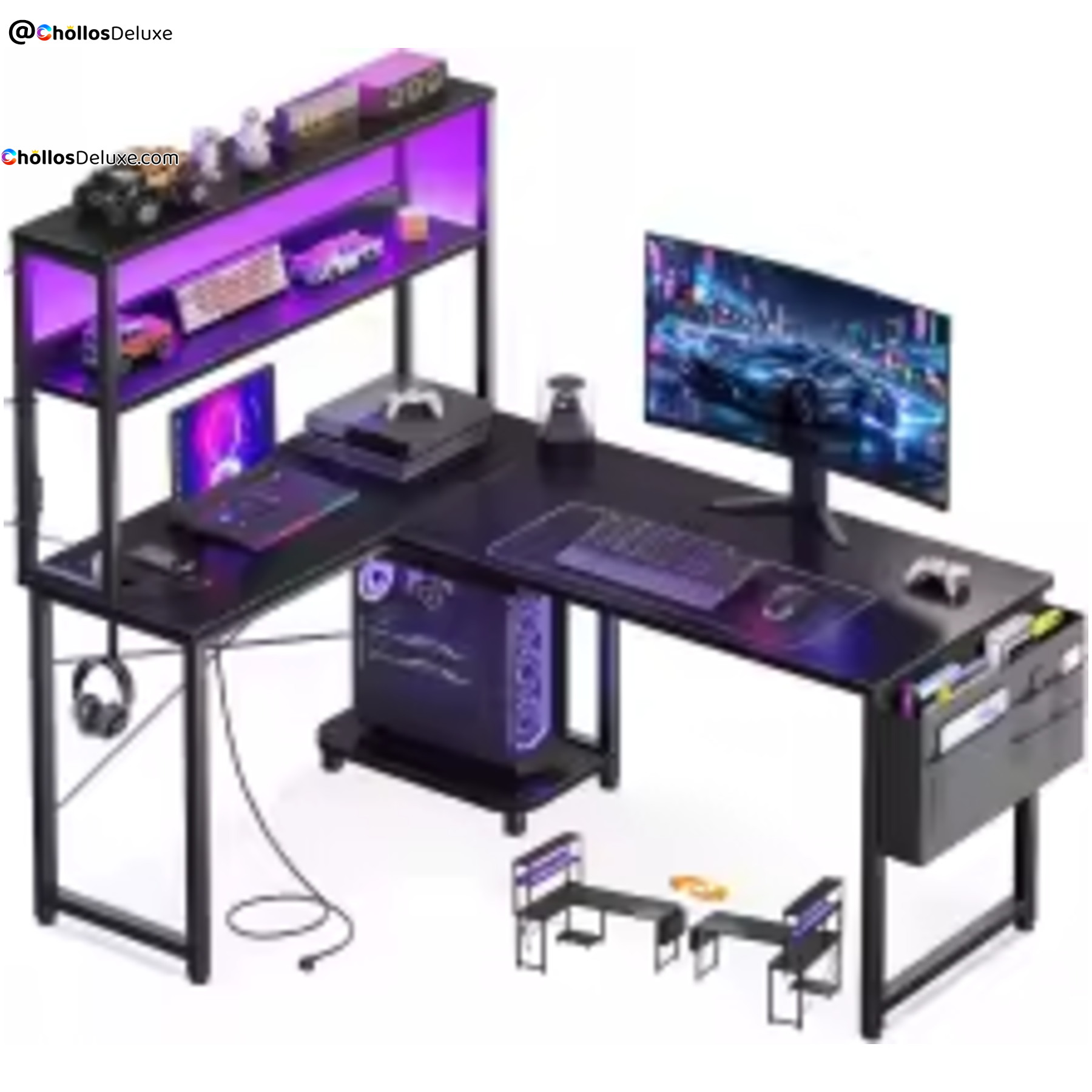 Escritorio Gaming en L LED 110x80cm